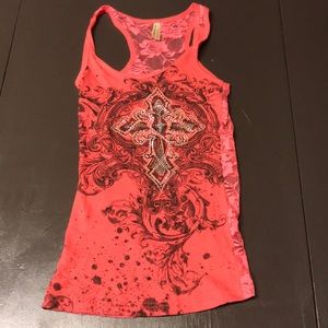 Lace back tank top